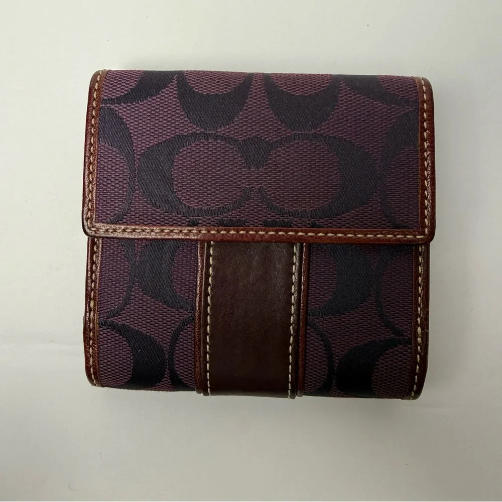 Coach Burgundy and Brown Men's Wallet